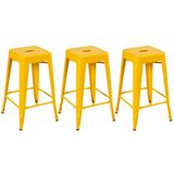 Kit - 3 x banquetas Iron Tolix - 66 cm - Industrial - Aço - Vintage - Amarelo