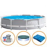 Piscina Intex 4.485 Litros Estrutural Prism Cinza Capa Bomba 110v e Forro