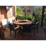 Conjunto De Mesa 1,80 E 8 Cadeiras Sala De Jantar Piscina