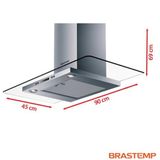 Coifa de Parede Brastemp 90 cm com 03 Velocidades + Turbo, Display em LED, Timer, em Vidro Plano e Inox - BAP90AR