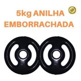 Kit 2 X Anilhas De 5kg Emborrachada Premium Preta