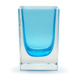 Vaso Decorativo Cristal Murano Acqua Marine Quadrado Cadoro