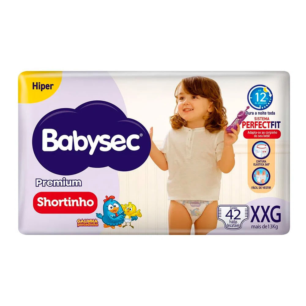 Fralda Shortinho Babysec Premium Tamanho Xxg Com 42 Fraldas Descartáveis