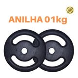 Kit 2 X Anilhas De 1kg Super Premium Ferro Pintada