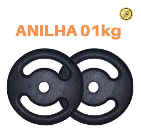 Kit 2 X Anilhas De 1kg Super Premium Ferro Pintada