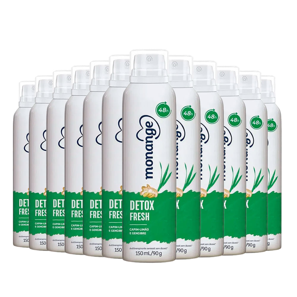 Kit Desodorante Aerosol Monange Detox - 90g - 12 Unidades