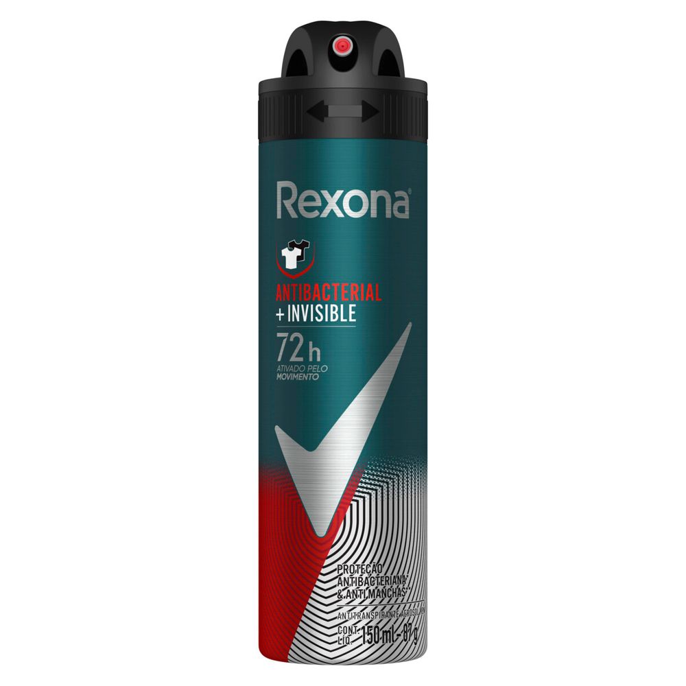 Desodorante Rexona Men Antibacterial + Invisible 150ml