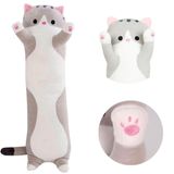 Almofada Gato Pelúcia Travesseiro Macio Gatinho 70cm - Cinza