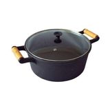 Caçarola de Ferro Fundido 2 Alças Tampa de Vidro 10,8L