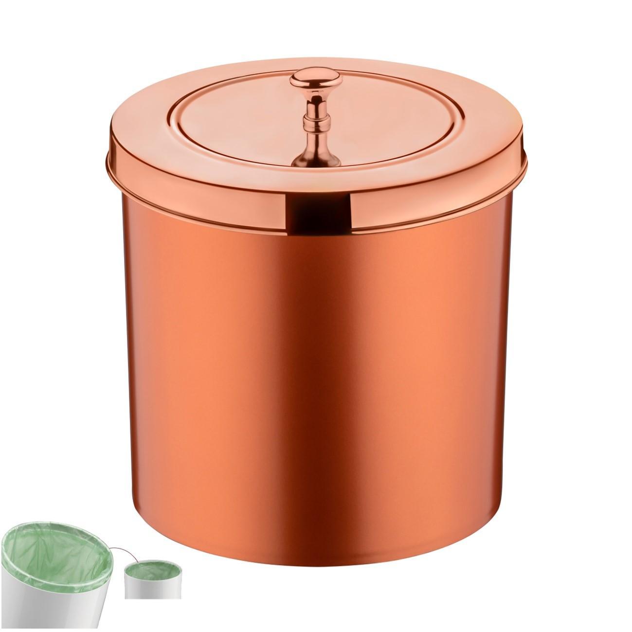 Lixeira 5 Litros Tampa Cesto De Lixo Banheiro - Rose Gold