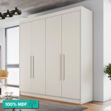 Guarda-roupa Casal 100% Mdf 4 Portas 3 Gavetas 13 Nichos Nantes Europa Off White