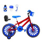 Bicicleta Infantil Aro 16 Nylon E Acelerador Vermelha E Azul