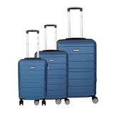 Kit Malas De Viagem Abs Isiway Viena P/m/g Azul Jeans 03 Pçs