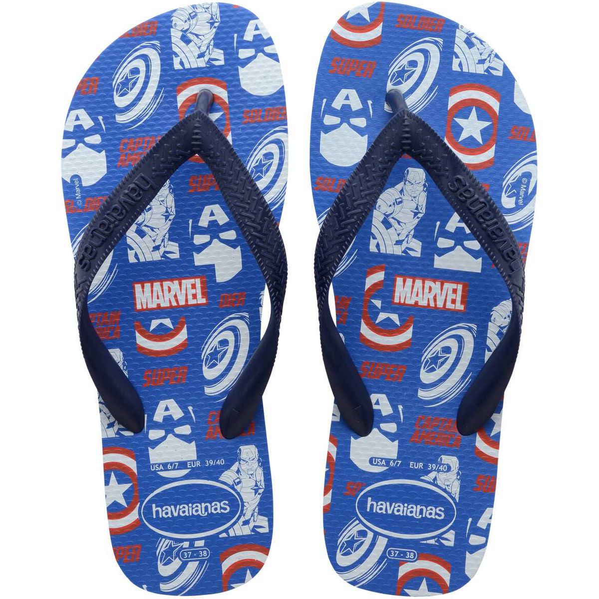 Chinelo Havaianas Licenciado Marvel Logo Mania 37/8 Azul