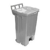 Lixeira Quadrada Com Pedal E Rodas De 100 Litros Cinza