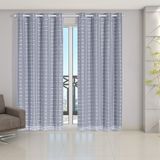 Cortina Blackout Pvc Prata Voil Xadrez 2,80 X 2,30 Branco
