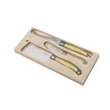 Conjunto De 3 Facas Queijo Laguiole La Tour Luxo - Marfim