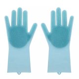 Luva Lava Loucas Azul Escova Silicone Caes Banho Limpeza