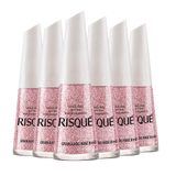 Kit Esmalte Risqué Efeitos Glitter Granulado Rosé 8ml - 6 Unidades