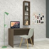 Conjunto Home Office com 1 Mesa de Escritório e 1 Nicho com 4 Prateleiras Mulan Bramov Móveis Ameixa Negra