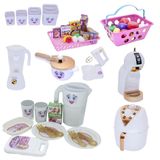 Menina Brinquedo Kit Cozinha Mercado Comida Air Fryer 46pç