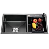 Cuba Pia Gourmet Dupla Preta Cozinha Aço Inox com Acessórios