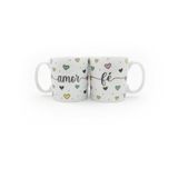 Caneca Chocolate Xícara Café Kit 2 Amor E Fé Porcelana Linda
