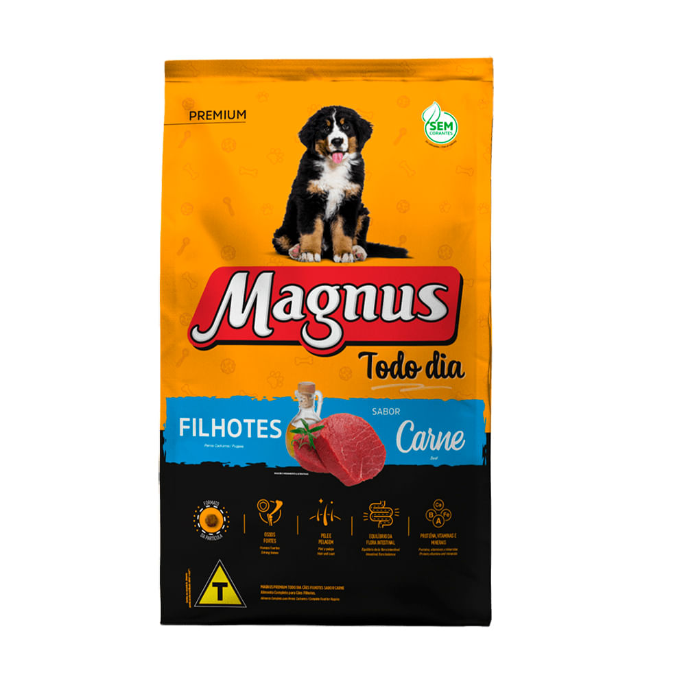 Ração Magnus Premium Cães Todo Dia Filhotes Carne 10,1kg