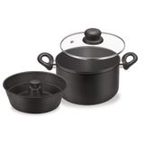 Panela Para Pudim Banho Maria Preto 0.188 Dona Chefa