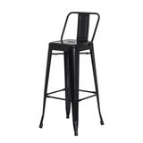 Banqueta Tolix Iron Encosto Preto Brilhante Industrial Aço