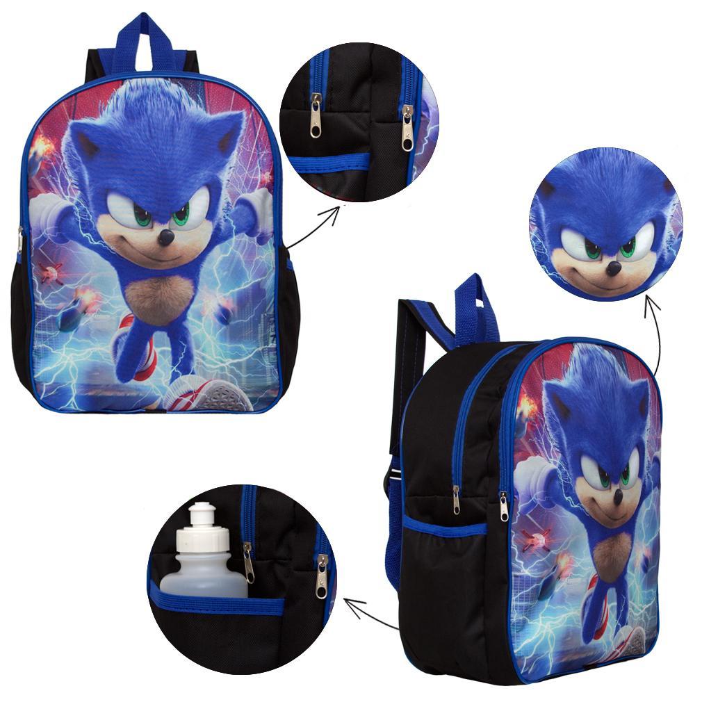 Mochila Escolar Juvenil Menino Sonic Jogo Lancheira Estojo na