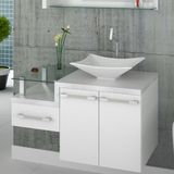 Gabinete para Banheiro Legno 830W Compace Branco/Branco Chess