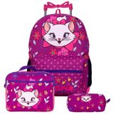 Kit Mochila Feminina Escolar De Rodinha Marie Com Lancheira