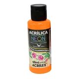 Tinta Acrílica Fosca Neon 60ml Acrilex Fluorescente Laranja