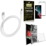 Kit Capa Samsung S22 Ultra + Cabo Usb Tipo C 2m +película 3d
