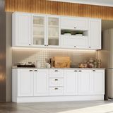 Cozinha Completa 7 Peças com Aéreo de Vidro Americana Henn Branco
