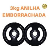 Kit 2 X Anilhas De 03kg Emborrachada Super Premium Preta