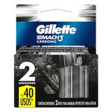 Carga Para Aparelho De Barbear Gillette Mach3 Carbono 2 Unidades