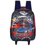 Mochila Escolar Rodinha Força 4 Race Infantil Carros Corrida