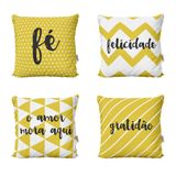 Almofadas Decorativas Amarelas Frases Para Sofá 40x40