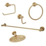 Kit Acessórios Para Banheiro 100% Metal Gold/dourado 5 Peças