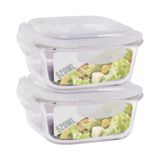 Conjunto 2 Potes De Vidro 520ml Hermético 4 Travas Marmita