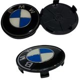 Kit 4 Calotinhas Centro Roda Bmw 69mm Abs Azul Importada