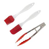 Kit Utensílios Cozinha Silicone Pegador + Espátula + Pincel