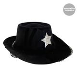 Chapéu De Xerife Cowboy Preto Junino Country - Plástico