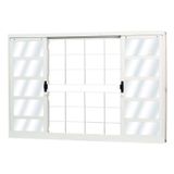 Janela de Correr Aço 4 Folhas com Grade Quadriculada MGM Minas Sul 100cmx150cm Vidro Mini Boreal Branco