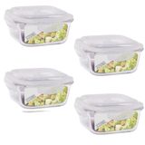 Conjunto 4 Potes Vidro 320ml Hermético 4 Travas Alimentos
