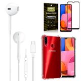 Capa Samsung A20s + Fone De Ouvido Tipo C + Película 3d