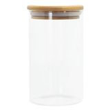 Pote De Vidro Porta Mantimento Herm Com Tampa De Bambu 600ml