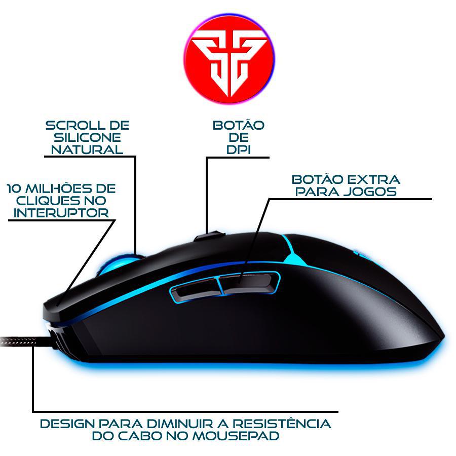 Imagem do produto Mouse Gamer Fantech Crypto VX7, RGB, 8000DPI, 6 Botoes, Preto, VX7-BK em Carrefour